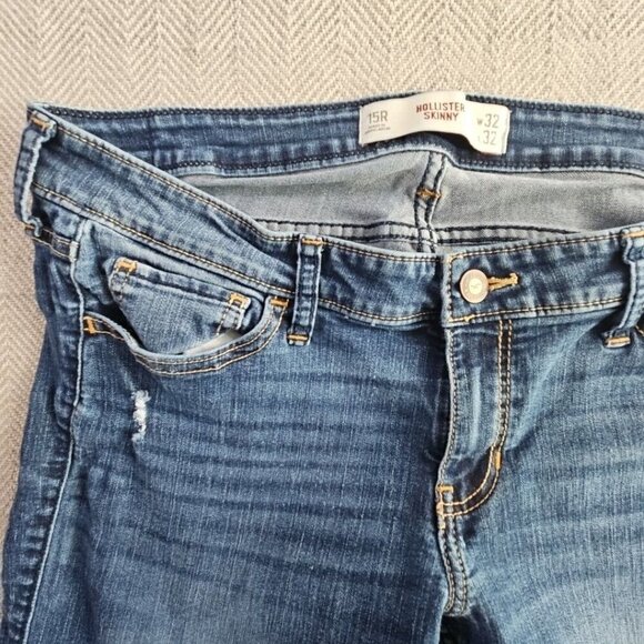 Hollister Jeans Junior Size 15R W32 L32 Straight Skinny Med Wash Style 61956050 - Picture 8 of 16